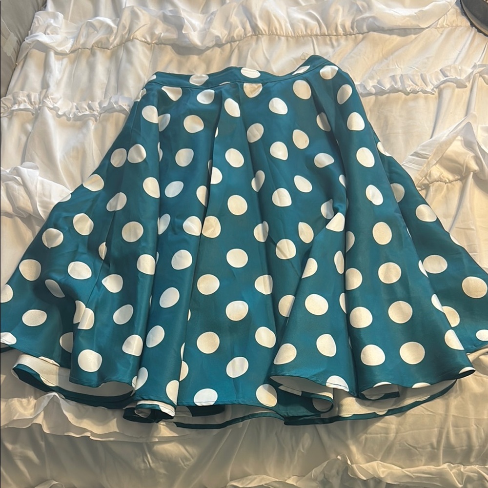 Teal Polka Dot Skirt